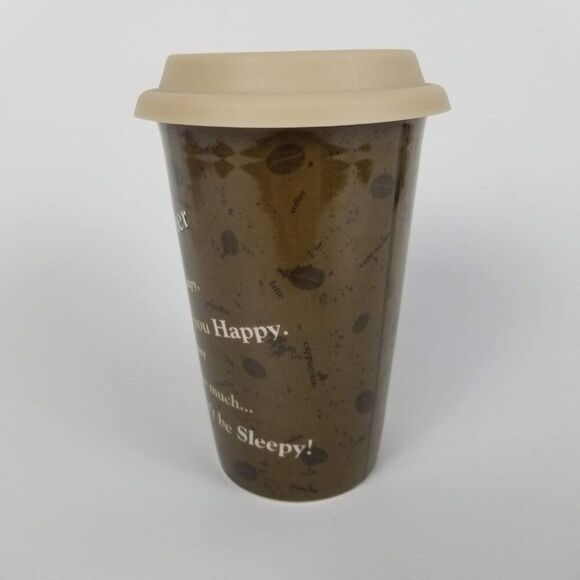 Disney Snow White Travel Coffee Mug Cup Tumbler Grumpy Dopey Dwarf Ceramic w Lid - Picture 3 of 9